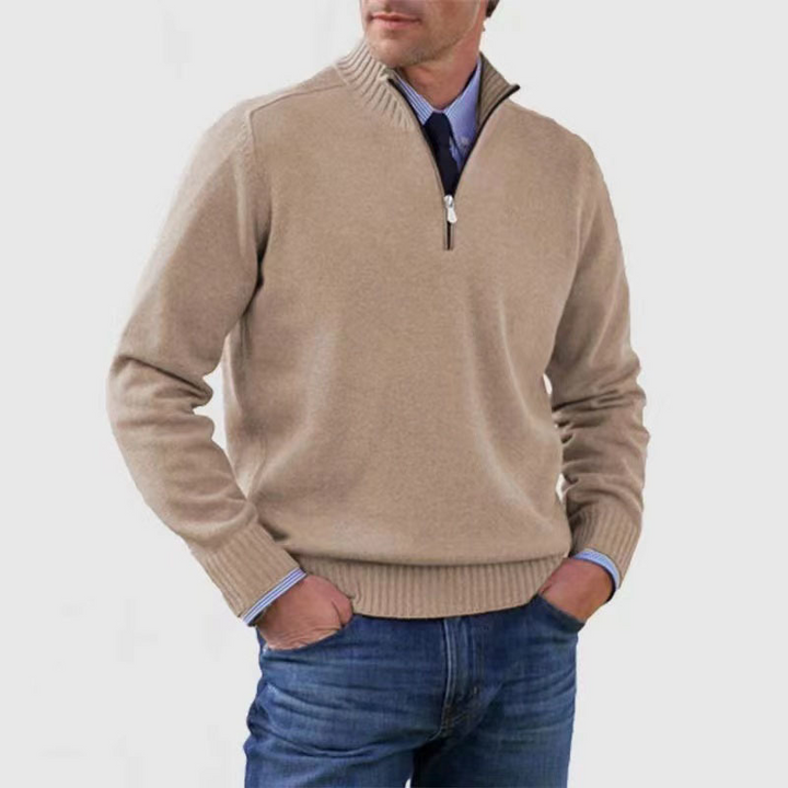Men’s Quarter Zip Knit Jumper | Stand Collar