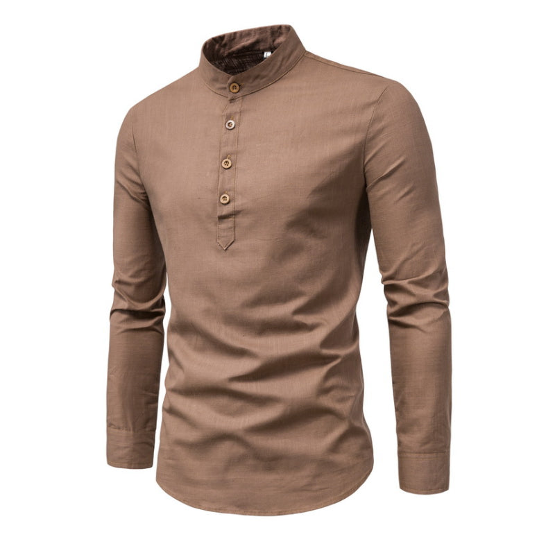 Roman - Solid Color Stand Collar Shirt
