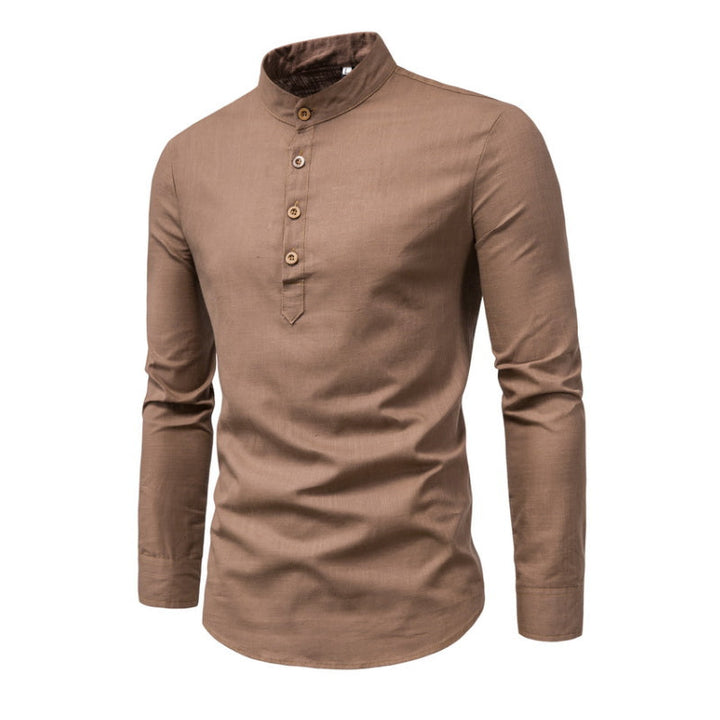 Roman - Solid Color Stand Collar Shirt