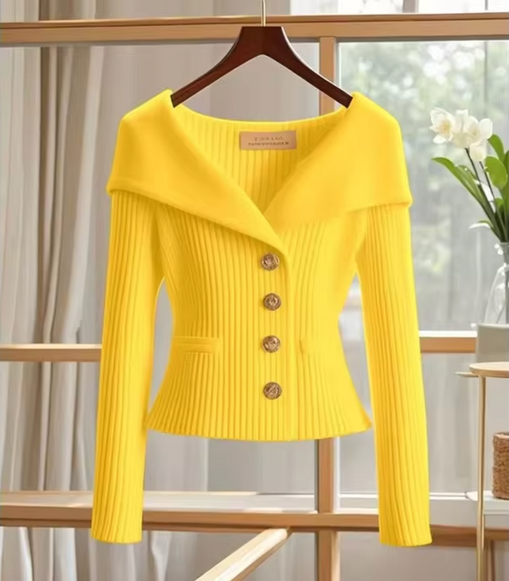 Women’s Fitted Button Cardigan | Off Shoulder