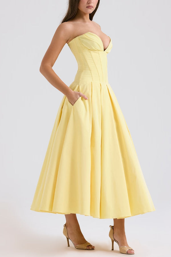 Women’s Corset Pleated Dress | Midi