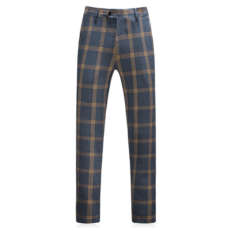 Alec - Men's Charcoal Three-Piece Suit with Checkered Design