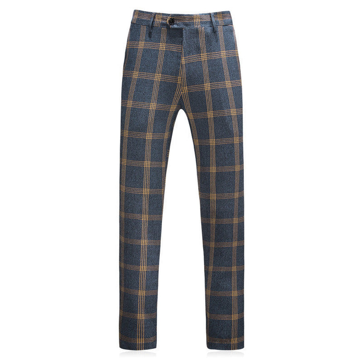 Alec - Men's Charcoal Three-Piece Suit with Checkered Design