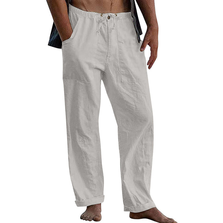 Theo - Casual solid cotton linen pants