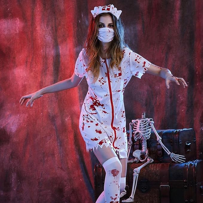 Women’s Halloween Nurse Costume | Blood Stain Print
