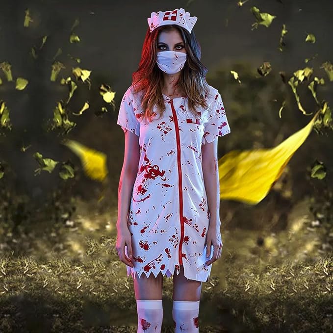 Women’s Halloween Nurse Costume | Blood Stain Print