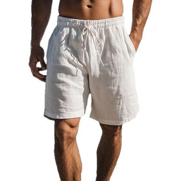 Leo - Cotton linen drawstring beach shorts