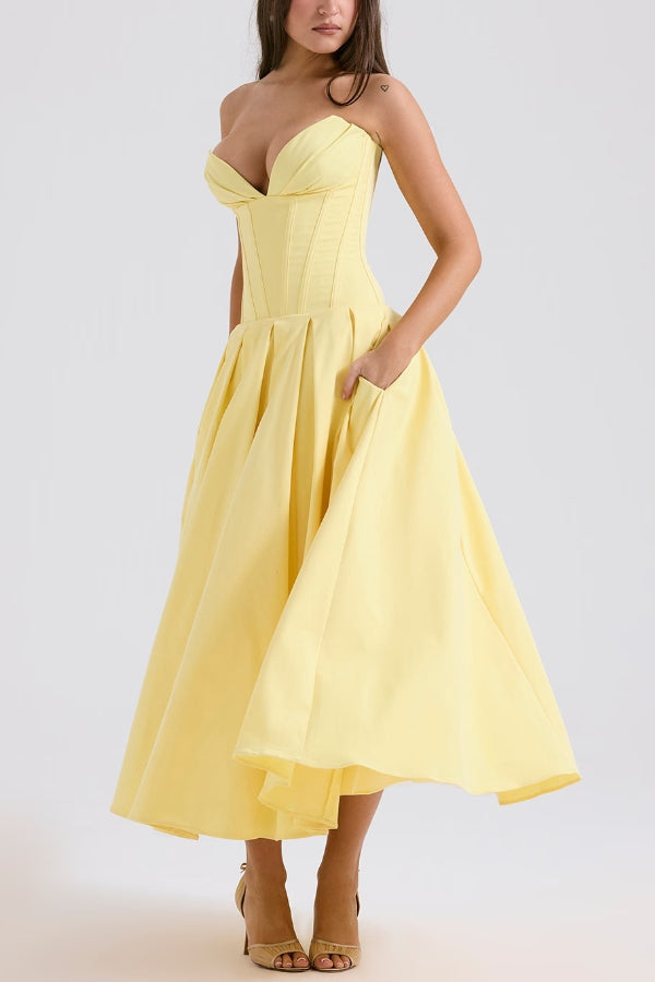 Women’s Corset Pleated Dress | Midi