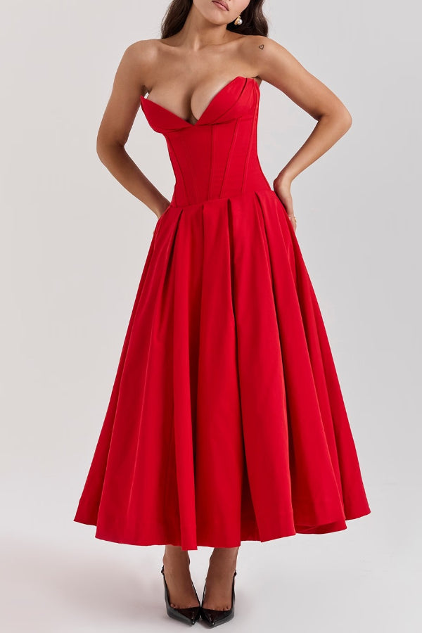 Women’s Corset Pleated Dress | Midi