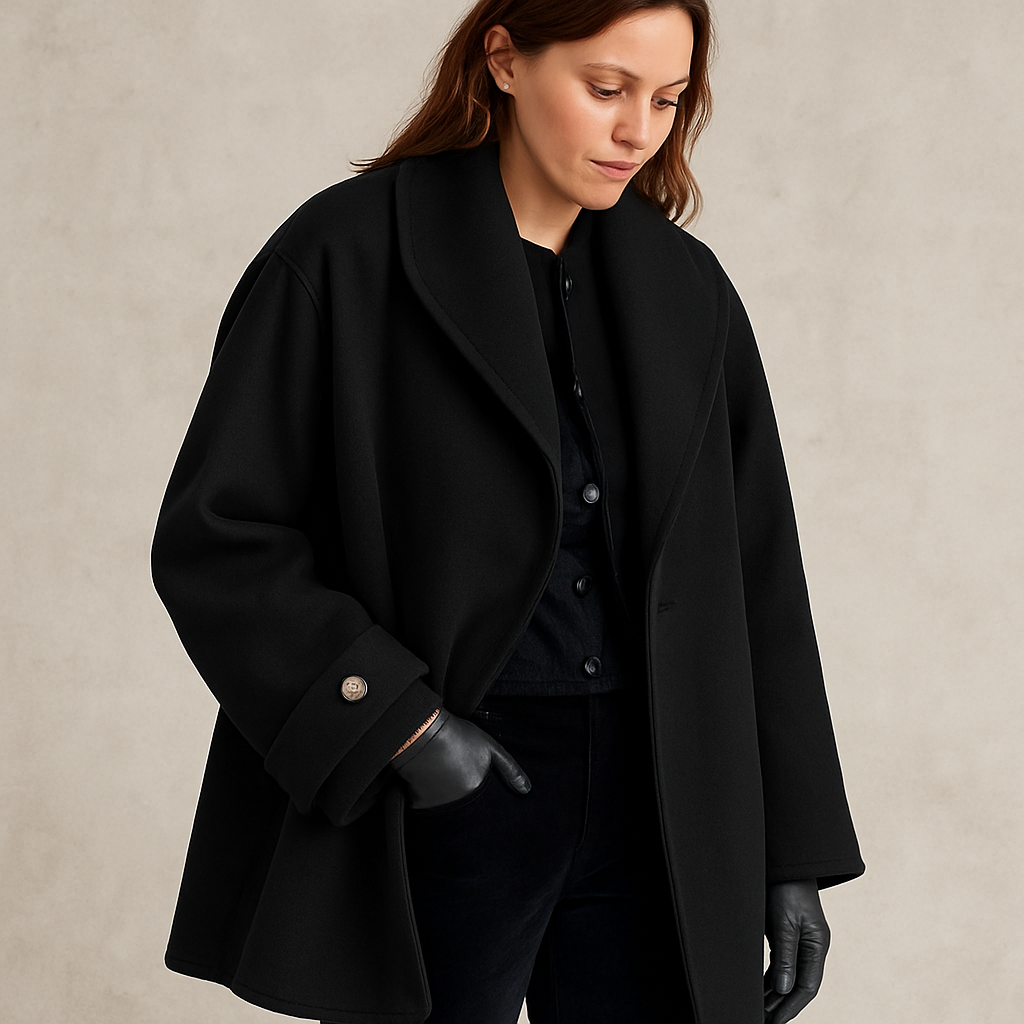 Women’s Open-Front Coat With Contrast Trim | Oversized