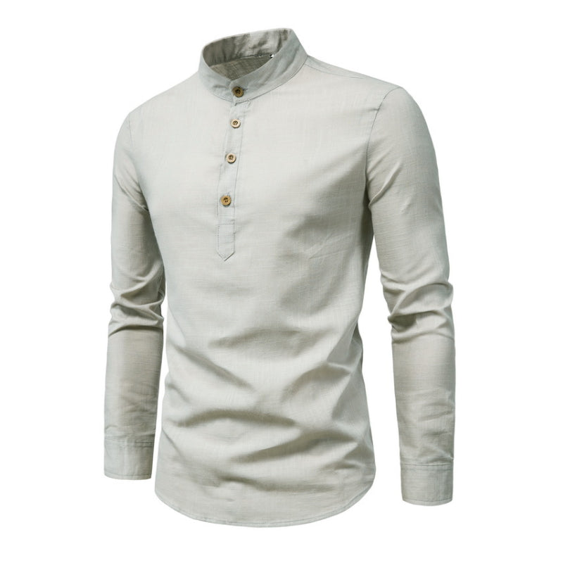 Roman - Solid Color Stand Collar Shirt