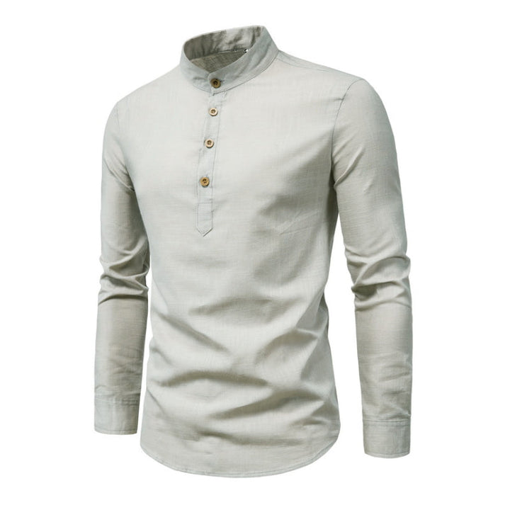 Roman - Solid Color Stand Collar Shirt