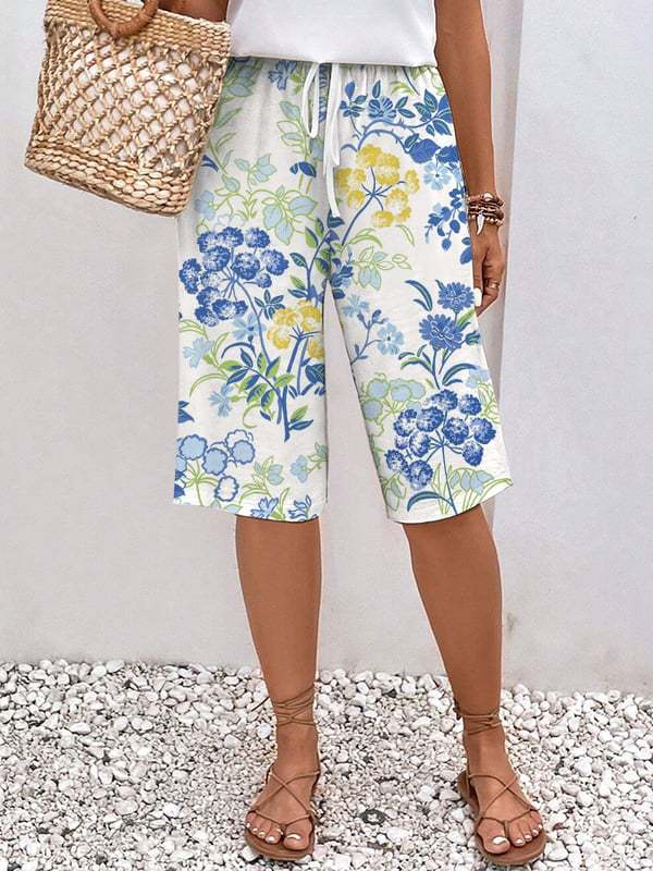 Women’s Floral Wide-Leg Shorts | Drawstring