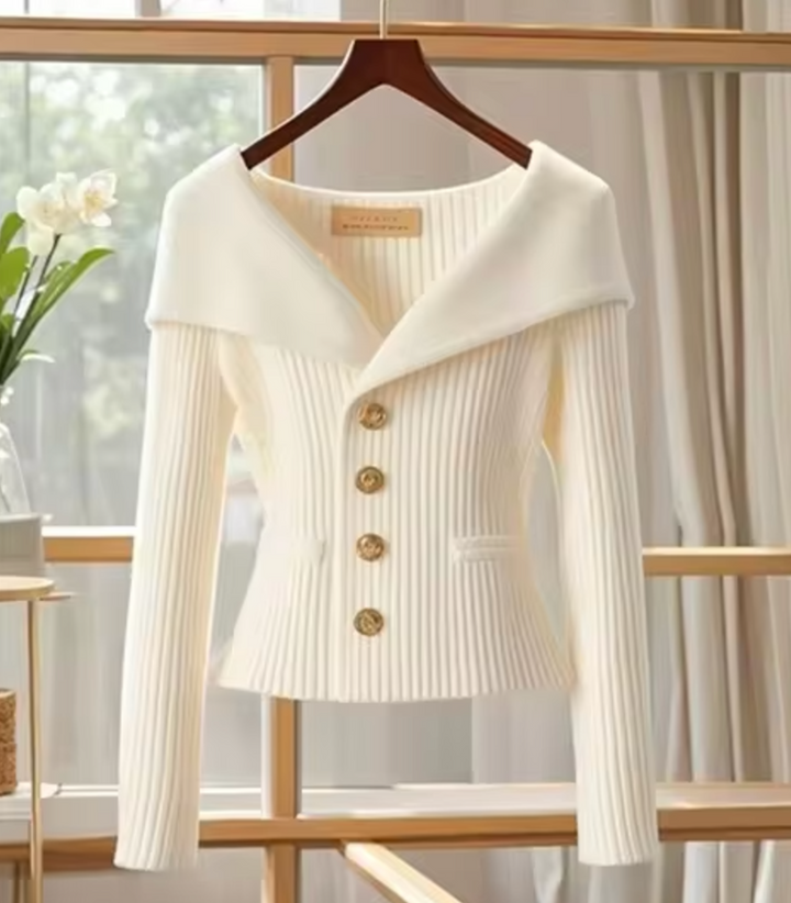Women’s Fitted Button Cardigan | Off Shoulder