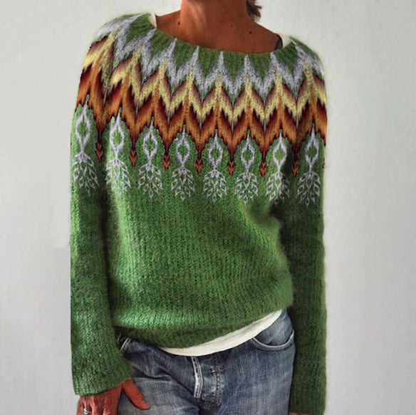 Women’s Printed Sweater | Crew Neck