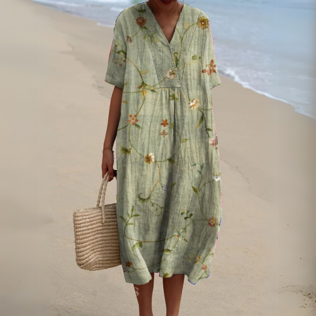 Women’s Loose V-Neck Dress | Midi