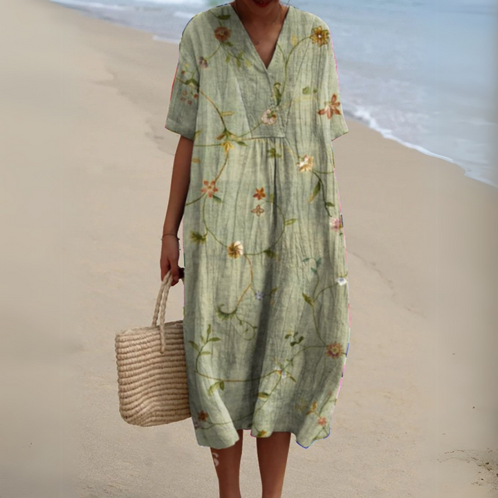 Women’s Loose V-Neck Dress | Midi
