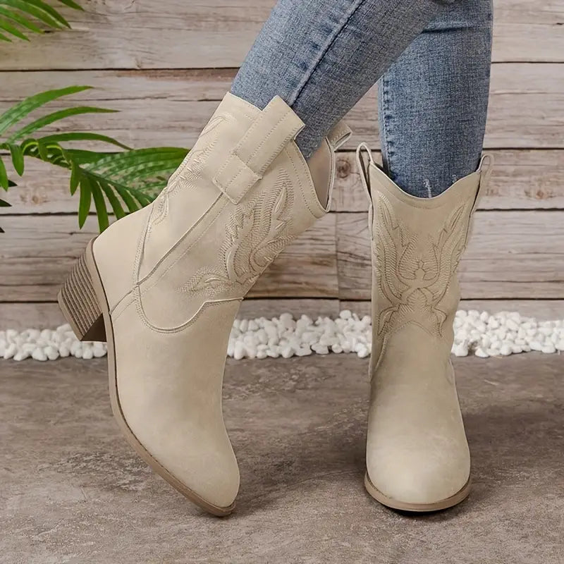 Women’s Mid-Calf Western Boots | Block Heel