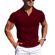 Lukas - Men's Short Sleeve Polo Shirt with Solid Stripes and Lapel