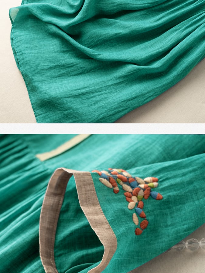 Women’s Embroidered Midi Dress | Loose Fit