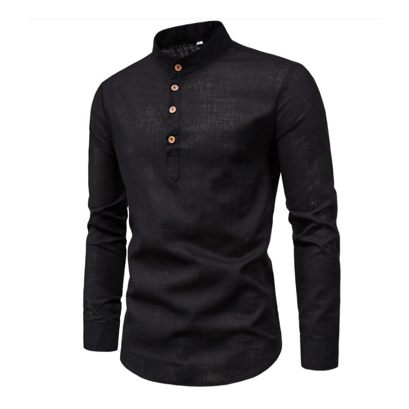Roman - Solid Color Stand Collar Shirt