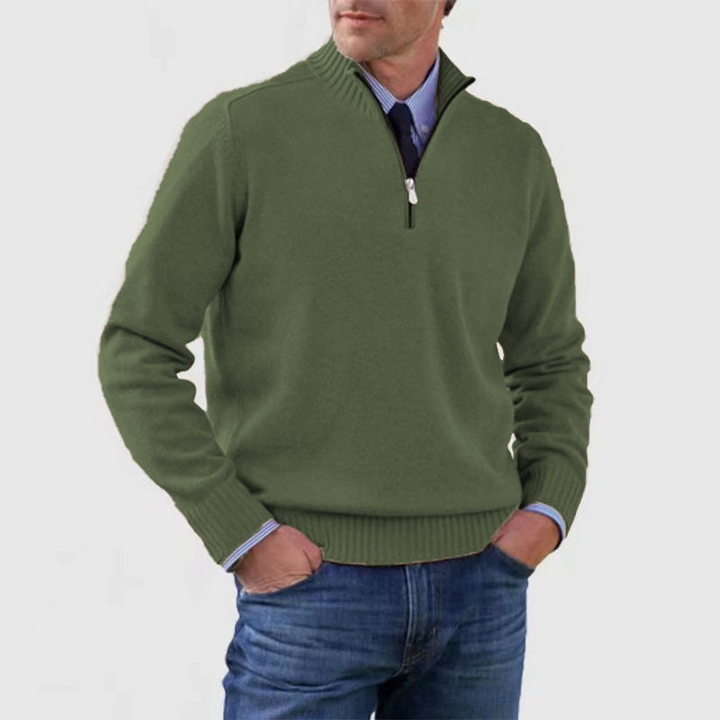 Men’s Quarter Zip Knit Jumper | Stand Collar