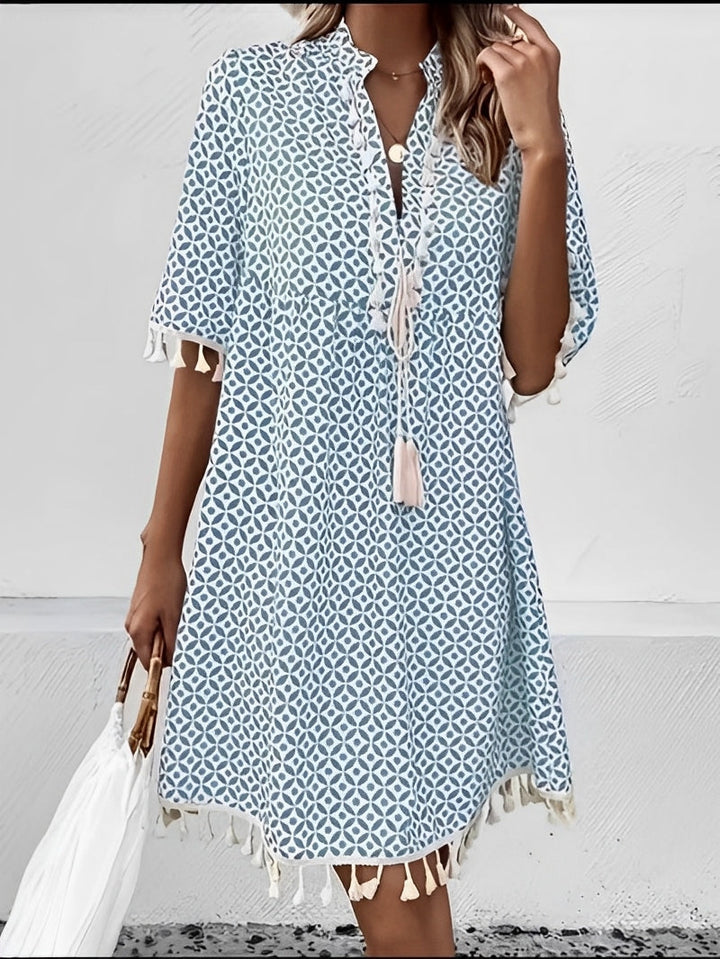 Women’s Printed Tassel Dress | Loose Fit