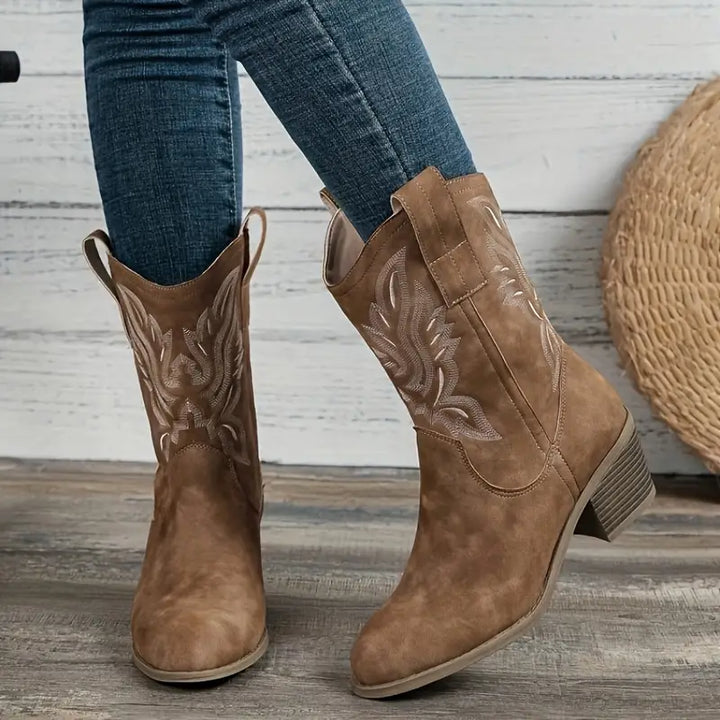 Women’s Mid-Calf Western Boots | Block Heel