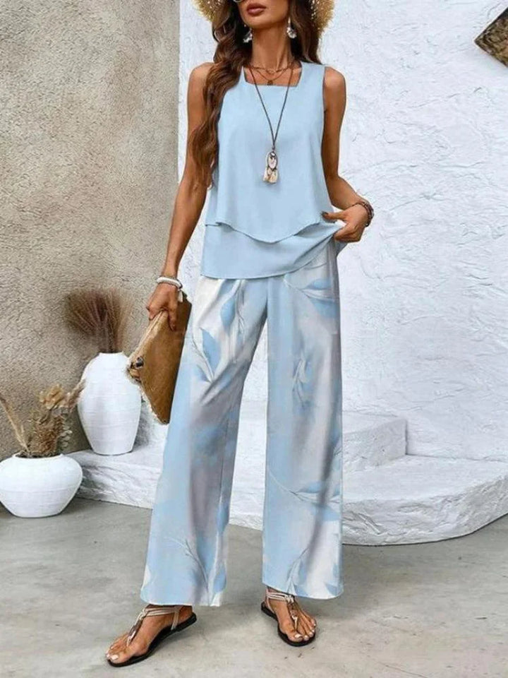 Women’s Sleeveless Summer Set | Wide Leg Pants