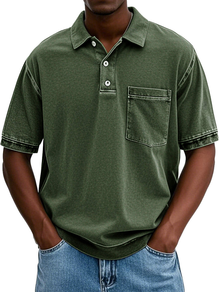 Men’s Washed Polo Shirt | Chest Pocket