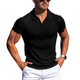 Lukas - Men's Short Sleeve Polo Shirt with Solid Stripes and Lapel