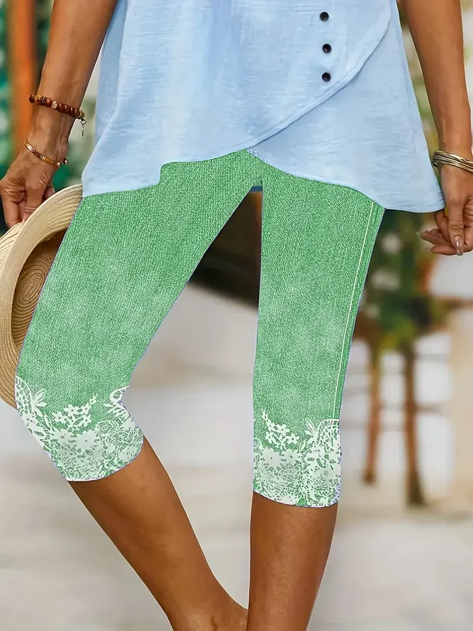 Women’s Floral Capri Leggings | Summer