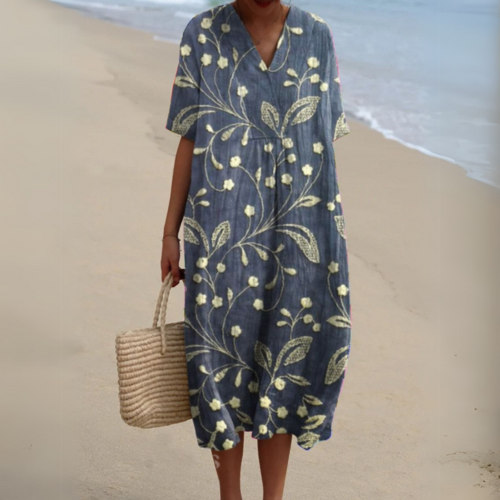Women’s Loose V-Neck Dress | Midi