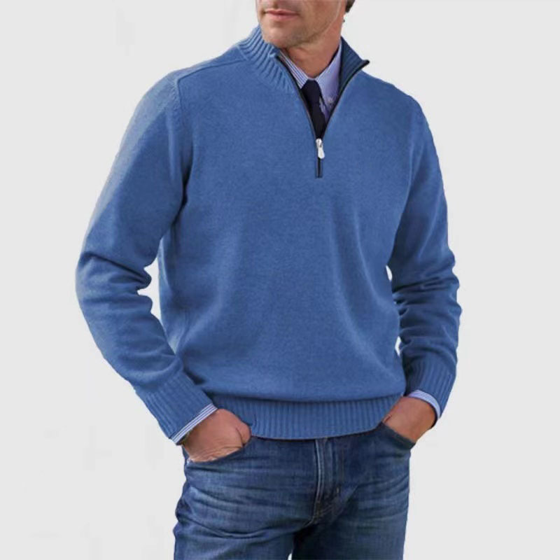 Men’s Quarter Zip Knit Jumper | Stand Collar