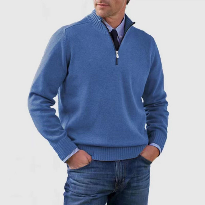 Men’s Quarter Zip Knit Jumper | Stand Collar