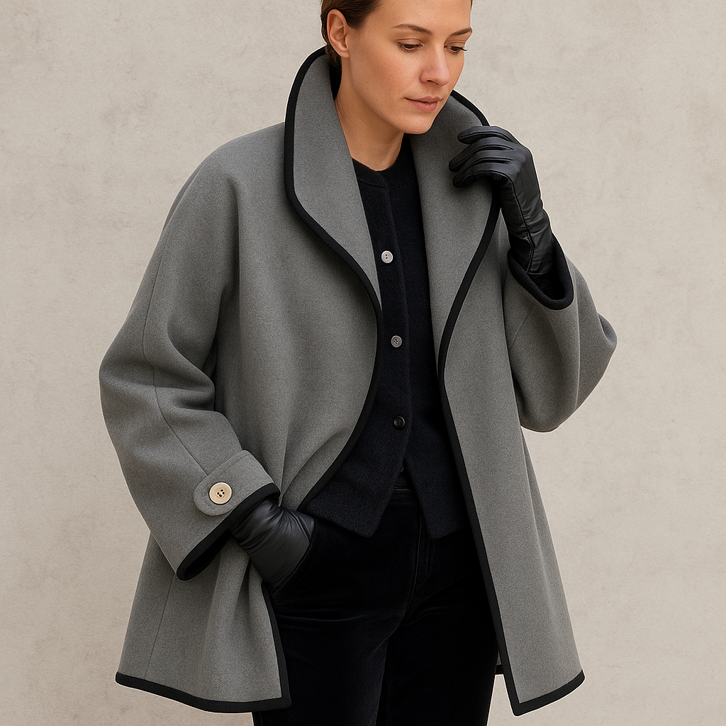 Women’s Open-Front Coat With Contrast Trim | Oversized