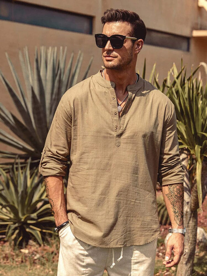 Men’s Long Sleeve Henley Shirt | Relaxed Fit