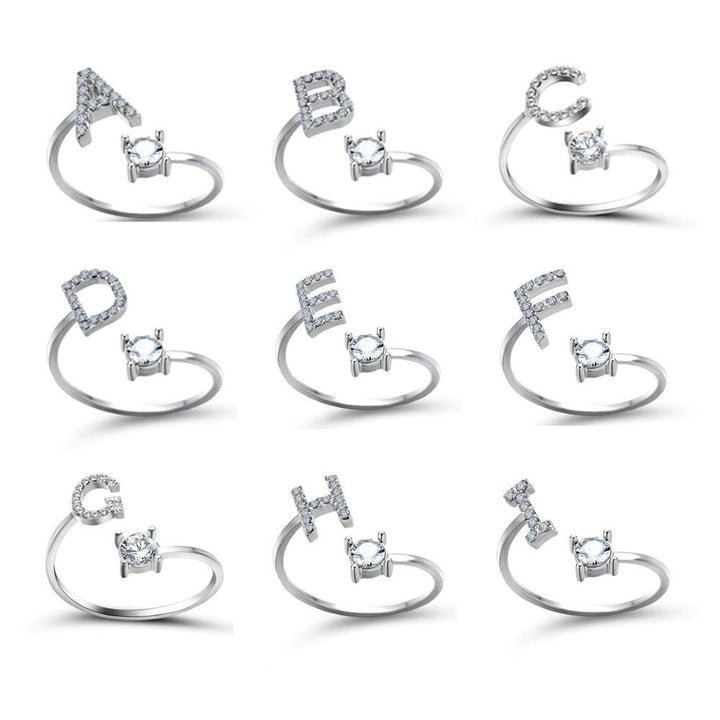 Women’s Adjustable Ring | Letter Charm