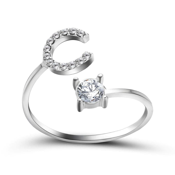 Women’s Adjustable Ring | Letter Charm