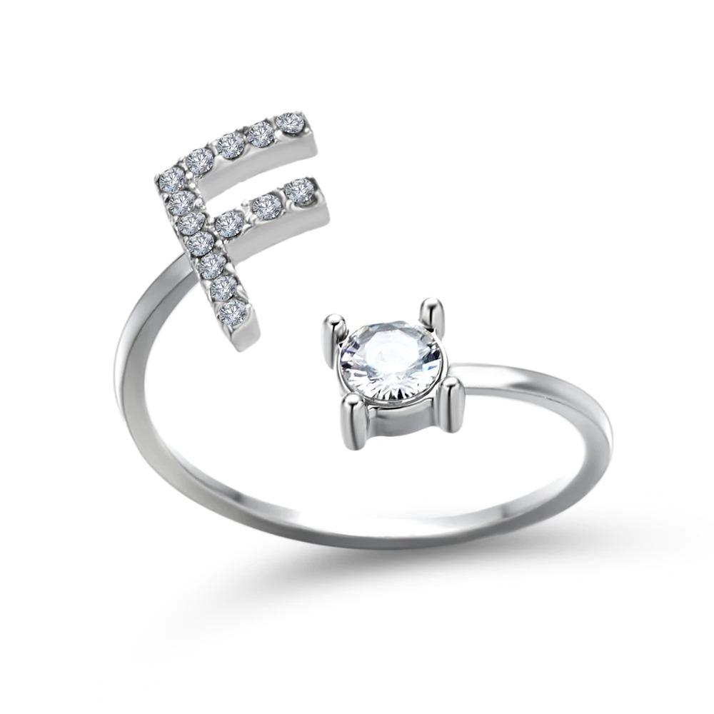 Women’s Adjustable Ring | Letter Charm