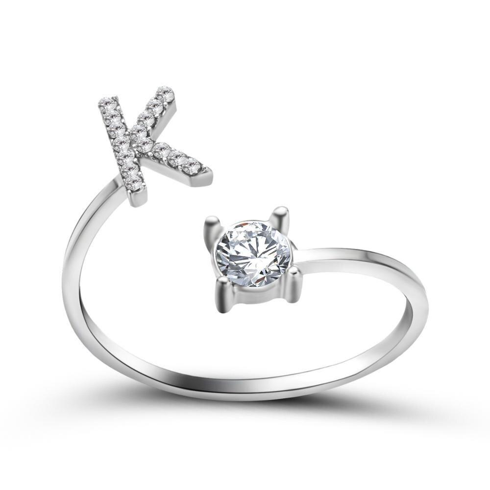 Women’s Adjustable Ring | Letter Charm