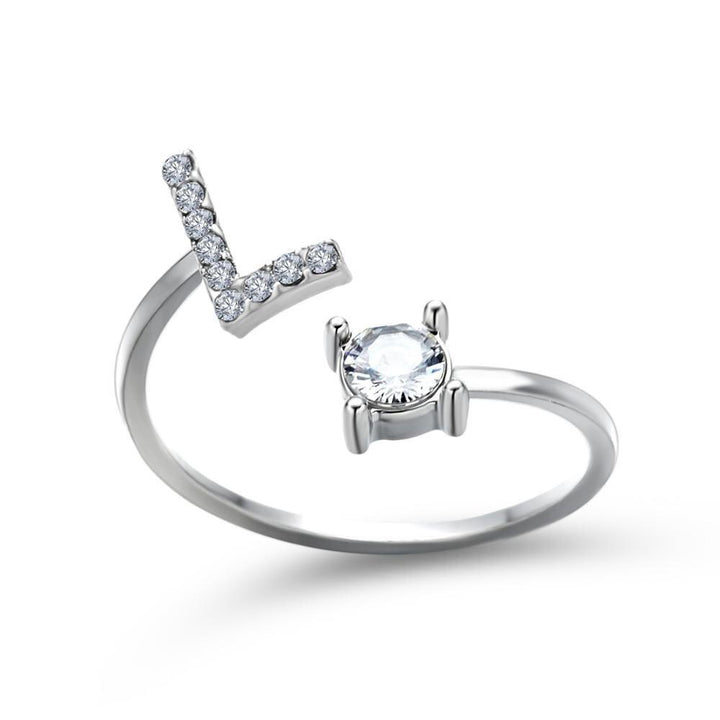 Women’s Adjustable Ring | Letter Charm