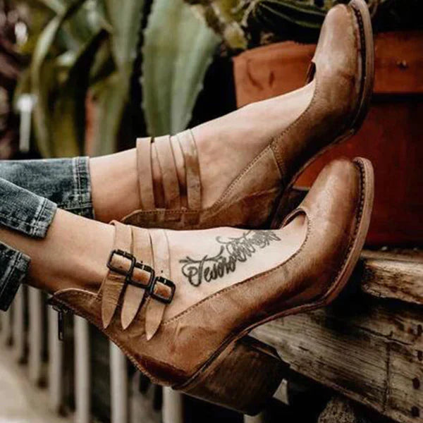 Women’s Vintage Block Heel Shoes | Double Strap