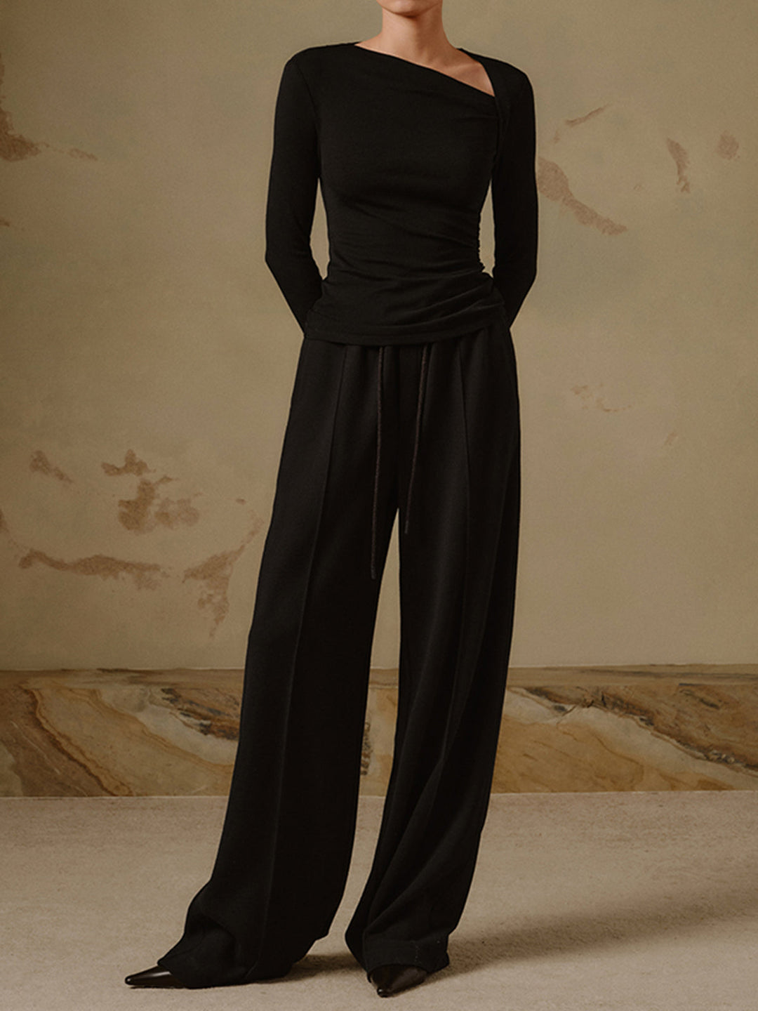 Women’s Asymmetrical Ribbed Top | Long Sleeve