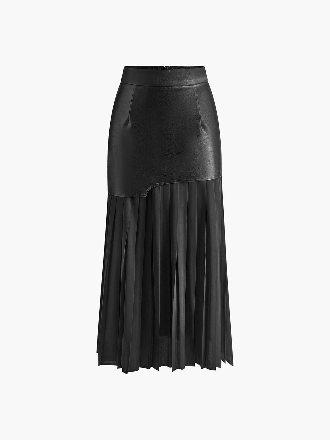 Asymmetrical Pleated Maxi Skirt | Two-Tone Contrast Design
