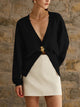 Women’s Deep V-Neck Cardigan | Button Detail