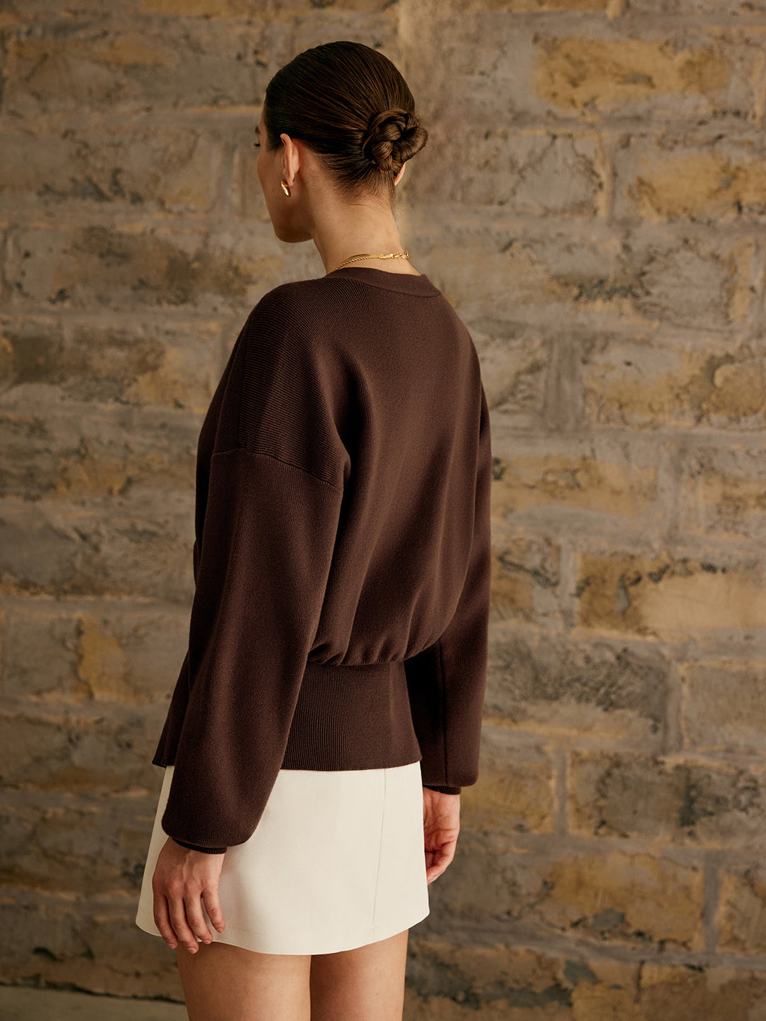 Women’s Deep V-Neck Cardigan | Button Detail
