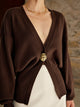 Women’s Deep V-Neck Cardigan | Button Detail