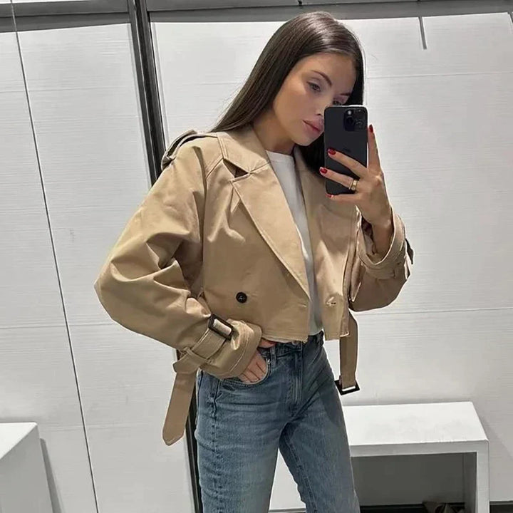 Women’s Cropped Trench Coat | Belted Cuffs