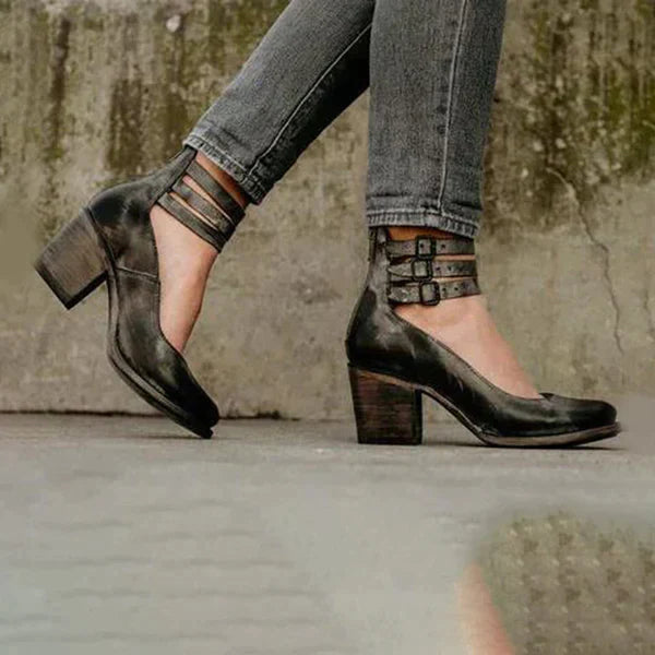 Women’s Vintage Block Heel Shoes | Double Strap